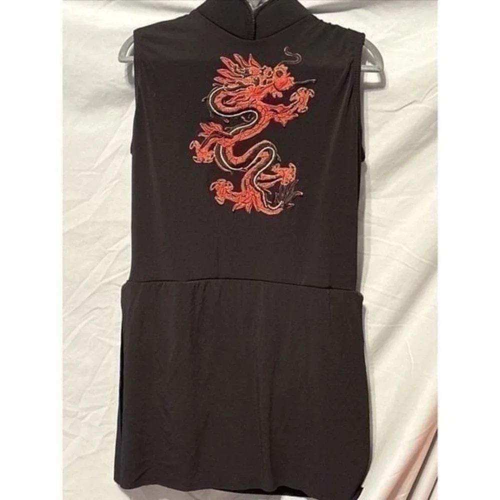 Rare Art Stone Dance Costume Black With Red Dragon Extra Large Child